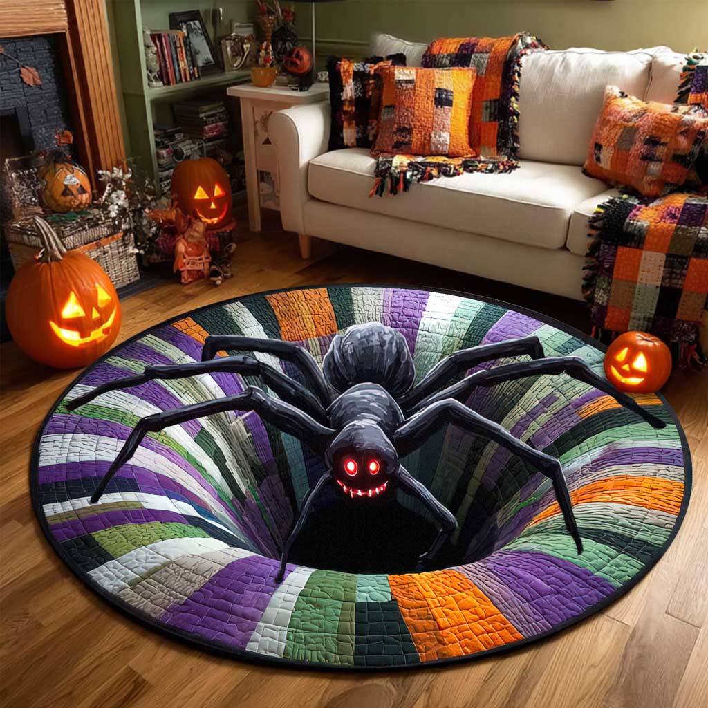 Black Spider Halloween 3D Printed Rug, Spooky Season Home Decor UKTD5170901
