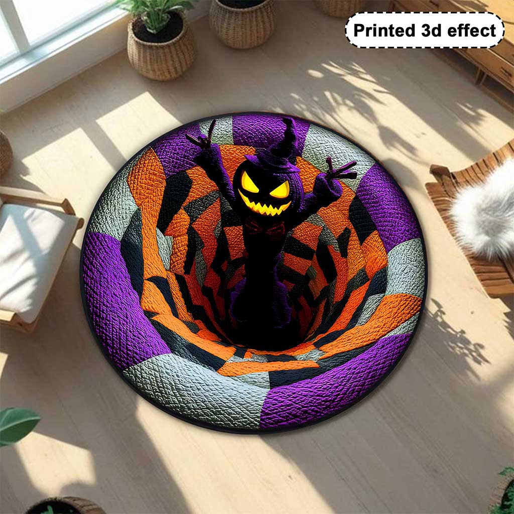 Creepy Scarecrow Halloween 3D Printed Rug, Halloween Round Mat UKND5170902