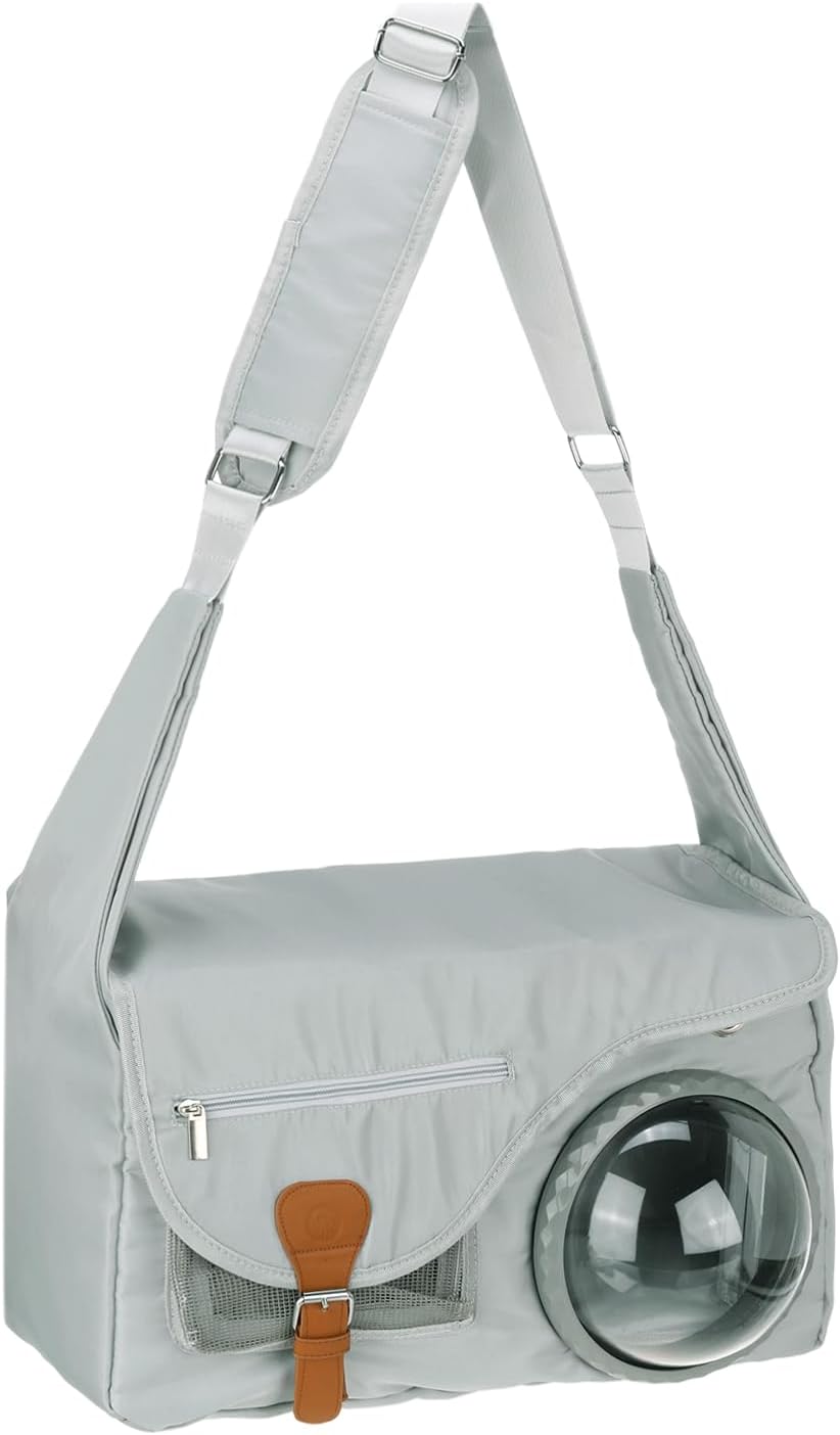 Bubble Cat Carrier, Travel Pet Carrier Soft Sided Breathable Cat Carrying Case for Kitten Small Dogs Up to 14.3 lbs (White), Intended for Hiking/Camping/Traveling