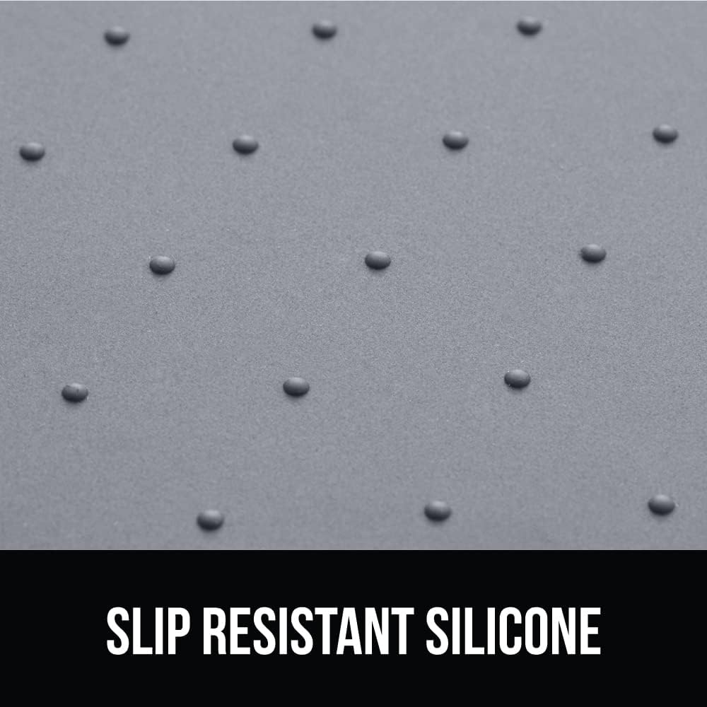 GORILLA GRIP 100% Waterproof Raised Edge BPA Free Silicone Pet Feeding Mat, Dog Cat Food Mats Contain Spills Protects Floors, Placemats for Cats and Dogs Water Bowl, Pets Accessories 16x10, Gray