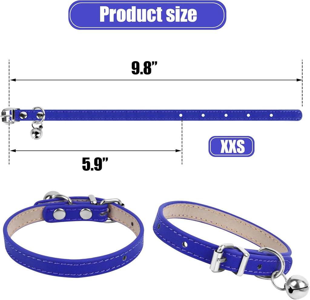 XXS Teacup Dog Collar - Light Blue & Pink, 3/8 inch Width for Small Dogs & Cats