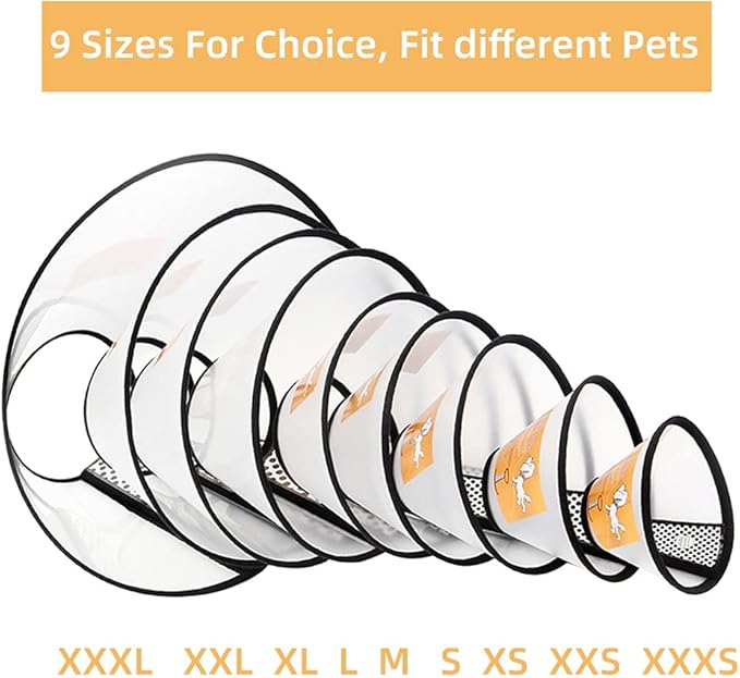 Plastic Pet Recovery Collars & Cones for Dogs and Cats After Surgery Adjustable Dog Neck Cone Surgical Elizabeth E-Collar Prevent Biting and Stop Licking Wound (S)