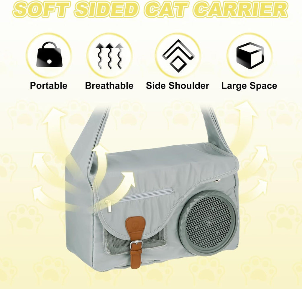 Bubble Cat Carrier, Travel Pet Carrier Soft Sided Breathable Cat Carrying Case for Kitten Small Dogs Up to 14.3 lbs (White), Intended for Hiking/Camping/Traveling