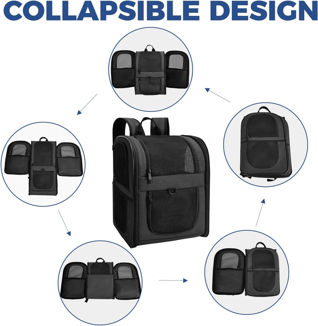 Apollo Walker Dog & Cat Carrier Backpack for 4-18lb Pets - Ventilated Safe Design with Padded Back Support, Breathable Mesh Pet Backpack for Hiking, Travel, Outdoor (Black)