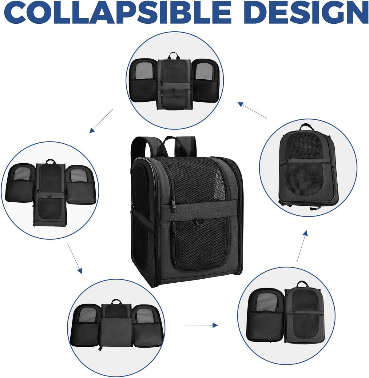 Apollo Walker Dog & Cat Carrier Backpack for 4-18lb Pets - Ventilated Safe Design with Padded Back Support, Breathable Mesh Pet Backpack for Hiking, Travel, Outdoor (Black)
