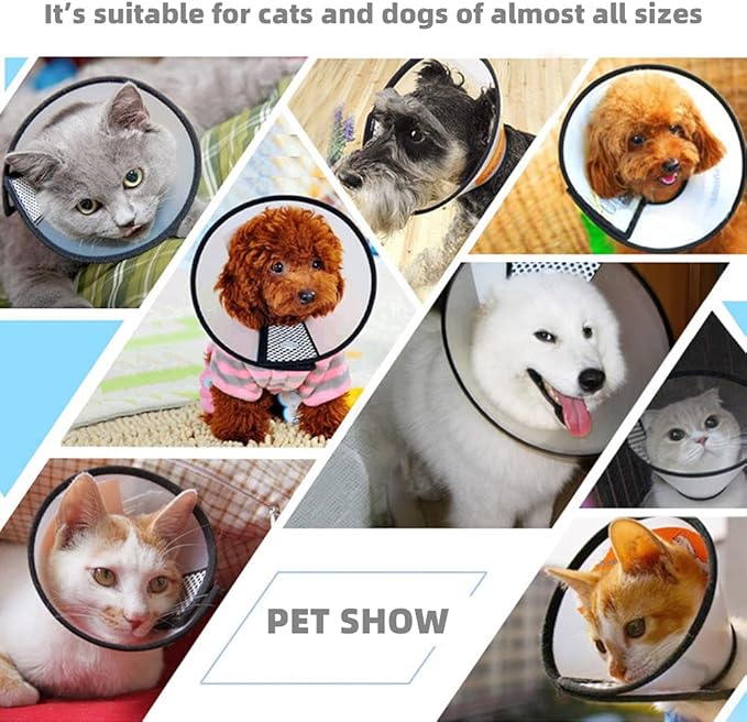 Plastic Pet Recovery Collars & Cones for Dogs and Cats After Surgery Adjustable Dog Neck Cone Surgical Elizabeth E-Collar Prevent Biting and Stop Licking Wound (S)