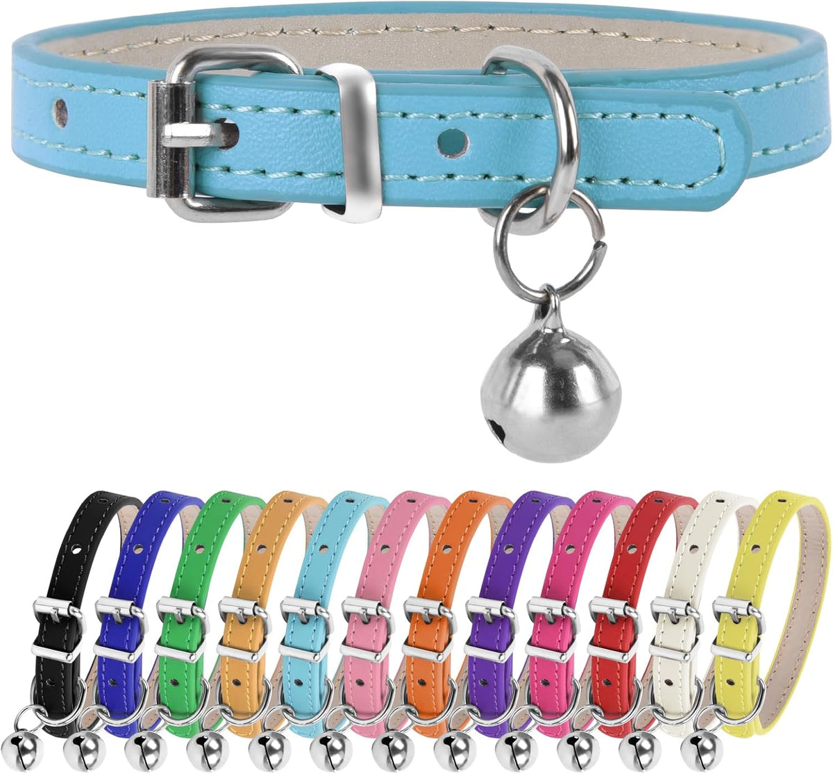 XXS Teacup Dog Collar - Light Blue & Pink, 3/8 inch Width for Small Dogs & Cats