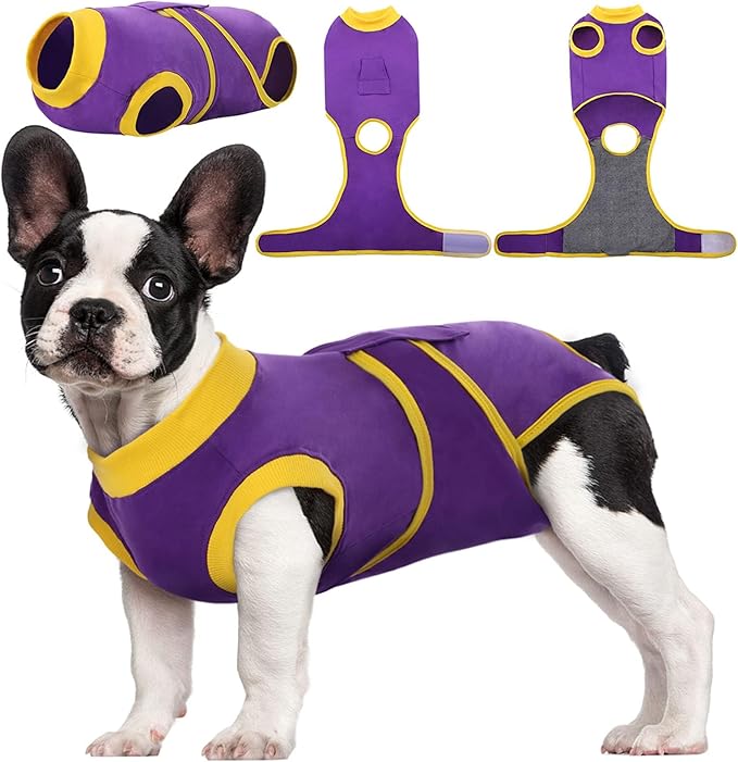Kuoser Recovery Suit for Dogs Cats After Surgery, Professional Pet Recovery Shirt Dog Abdominal Wounds Bandages, Substitute E-Collar & Cone,Prevent Licking Dog Onesies Pet Surgery Recovery Suit