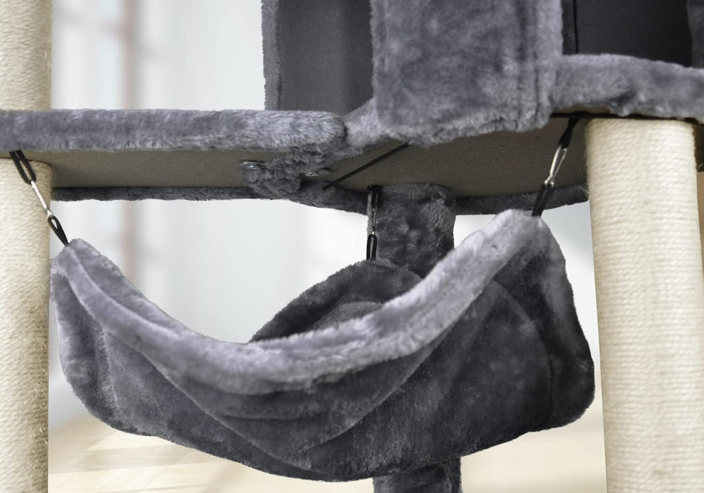 YUNIQUE Cat Tree with Cat Condo and Big Hammock, Grey