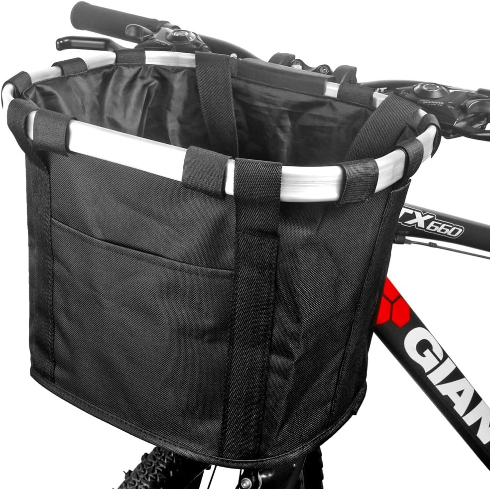 Bicycle Basket Bike Front Basket Folding Detachable Cycling Bag- Perfect Removable Dog Basket for Bike- Pet Cat Dog Carrier Easy Install Quick Released