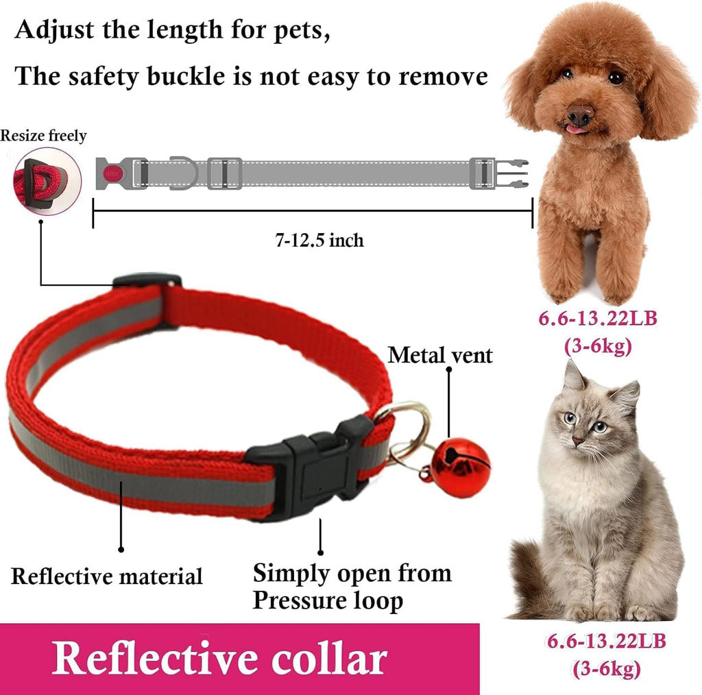 Dog Collar with Bell and Leash Set, Nylon Reflective Kitten Collars Girls Boys for XXS XS Small Pet Animal Litter Tiny Kitten Cat, Purple