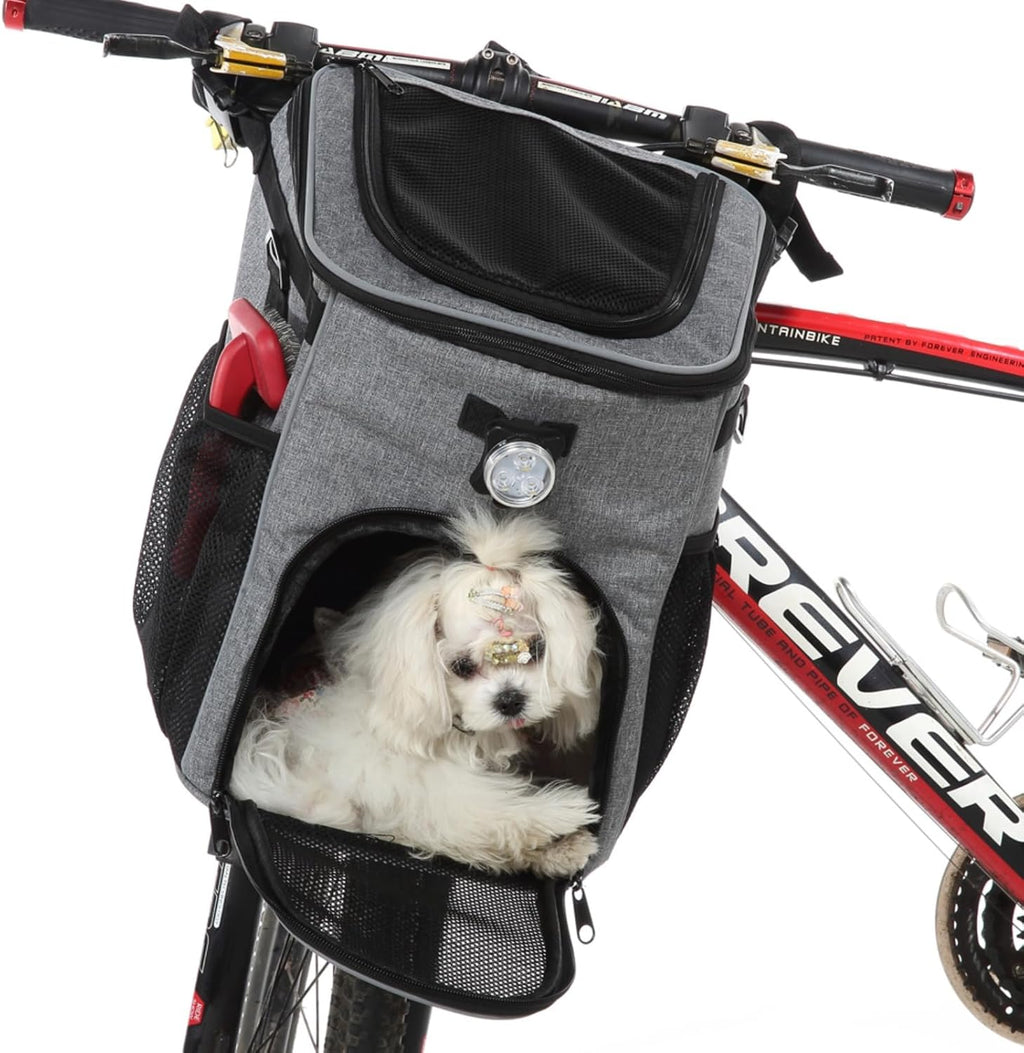 Dog Bike Basket Foldable Pet Carrier Backpack Large Waterproof Pet Bicycle Basket Portable Breathable Basket Bag for Dogs and Cats - Ideal for Pets up to 6.6 lbs