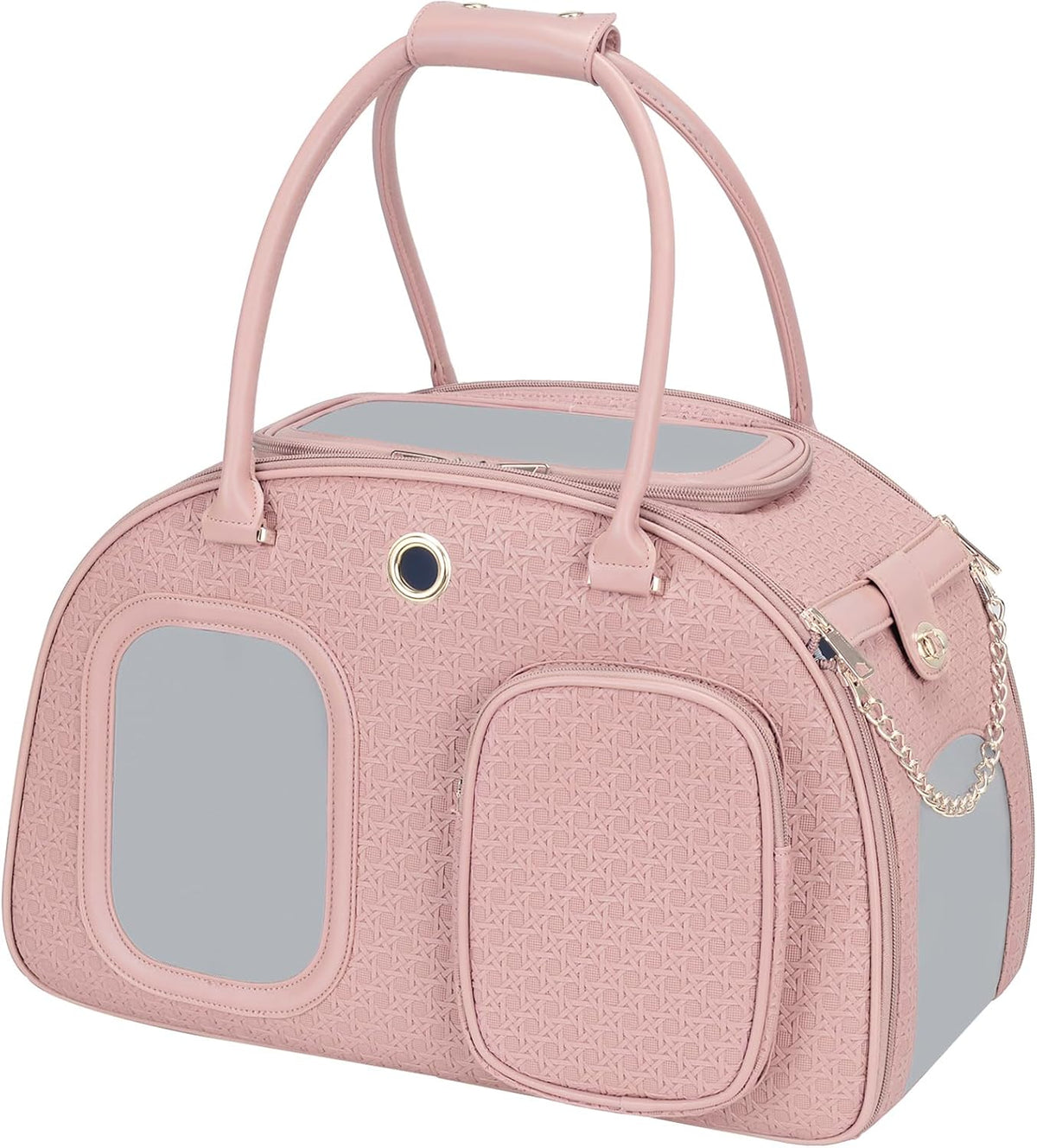 Stylish Luxury Dog Carrier Purse for Small Dogs, Ventilated Pet Soft-Sided Dog Cat Carrier Travel Tote Bag for Puppies Small Animals with Pockets (Pink, 16.9inch x 9inch x 11.8inch(LxWxH))