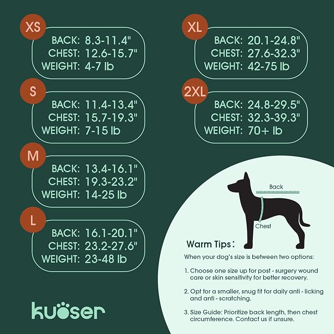 Kuoser Recovery Suit for Dogs Cats After Surgery, Professional Pet Recovery Shirt Dog Abdominal Wounds Bandages, Substitute E-Collar & Cone,Prevent Licking Dog Onesies Pet Surgery Recovery Suit