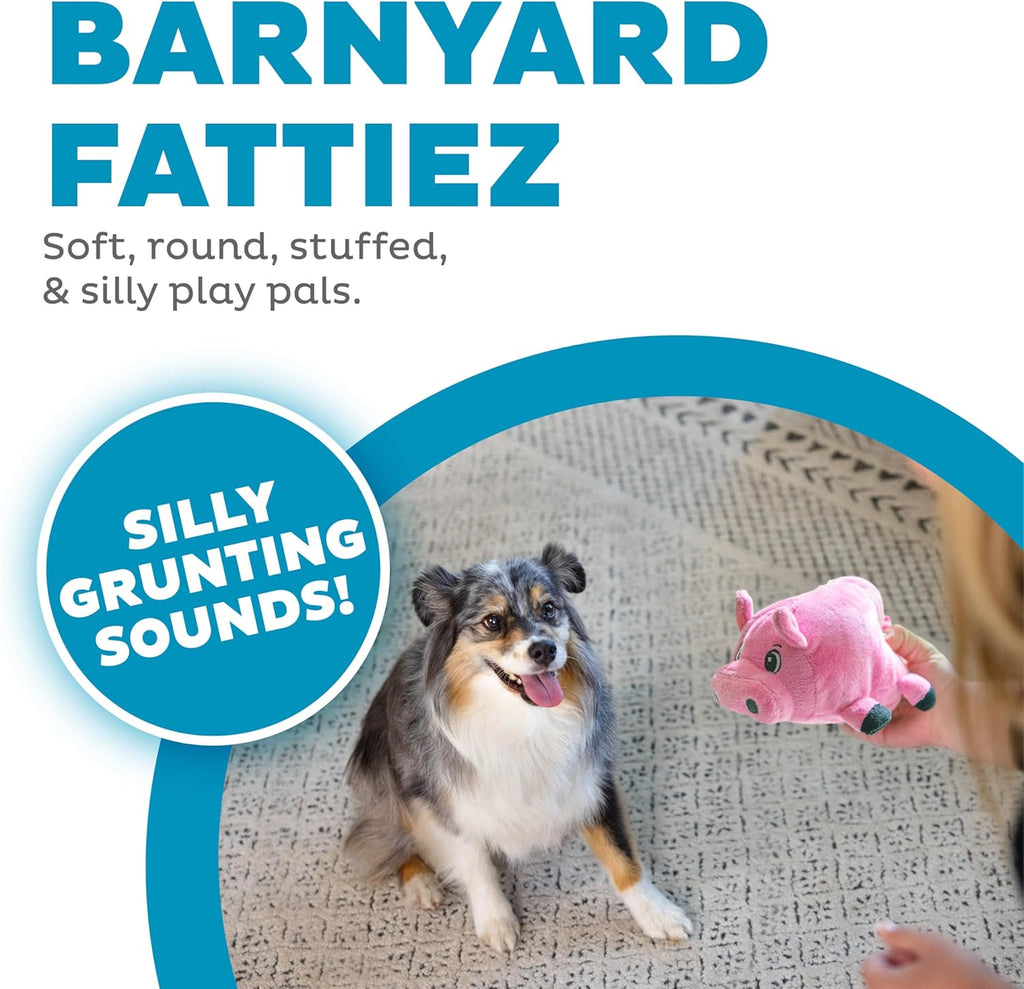 Outward Hound Fattiez Pig Plush Squeaky Dog Toy, Small