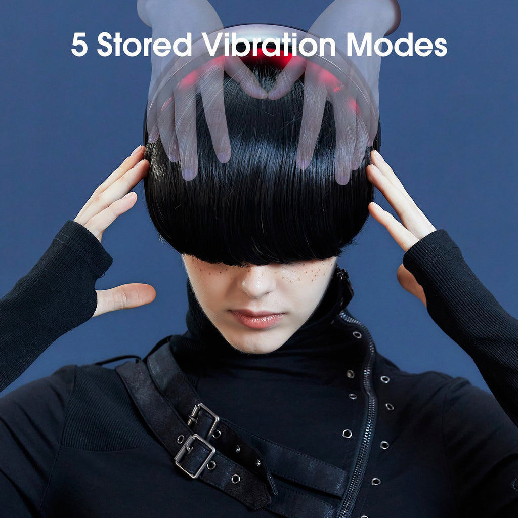 H2 HANDS-FREE Electric Scalp Massager for Head Massage with Heat, 10 Vibrating Contacts, 5 Massage Modes, Wearable Headband Design for Relaxation and Daily Stress Relief