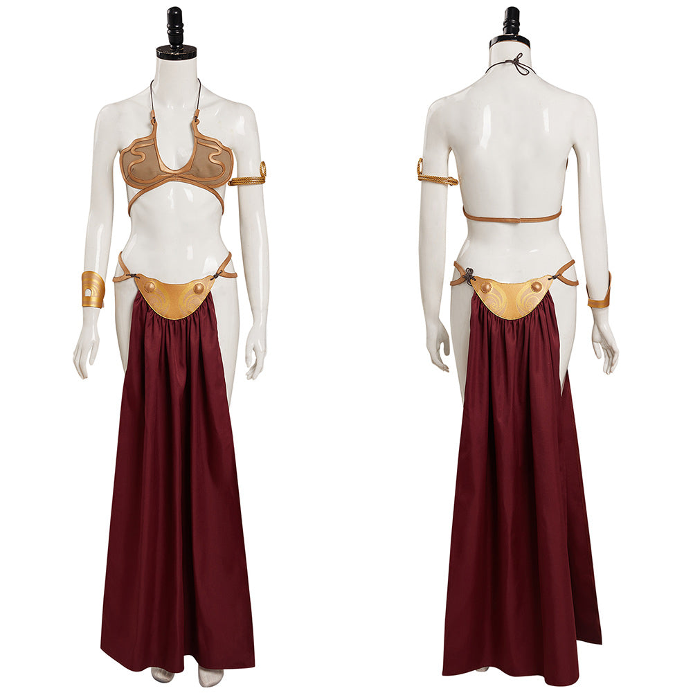 Leia Cosplay Costume Slave Leia Metal Bikini Outfits Halloween Carnival Suit