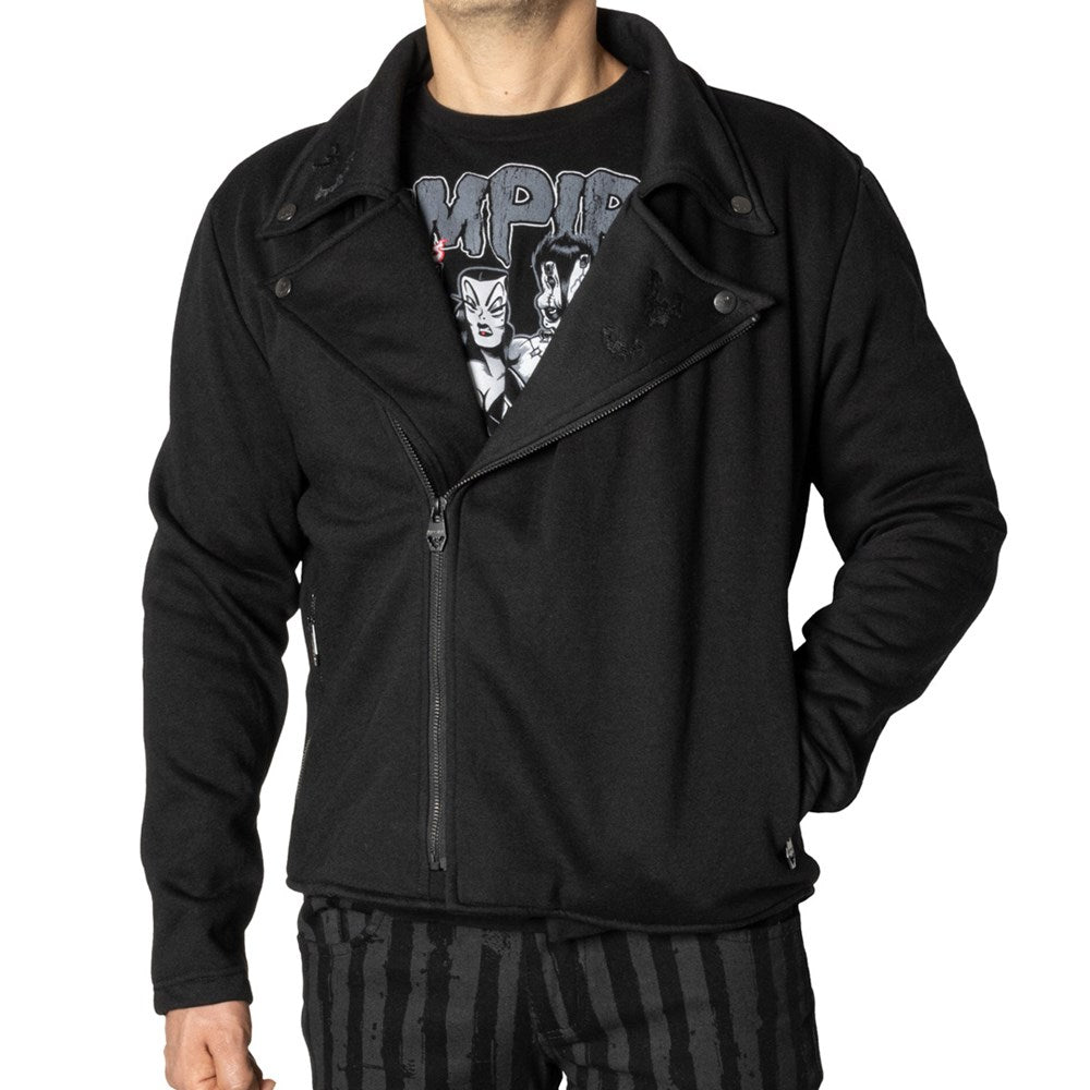 Bats Biker Fleece Zip Up Jacket