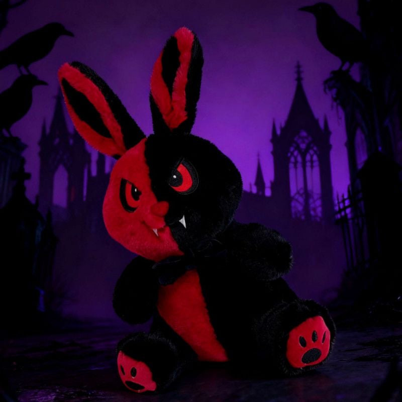 Goth Black and Red Bunny Plush