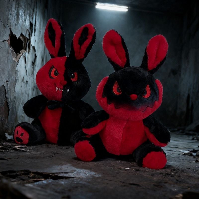 Goth Black and Red Bunny Plush