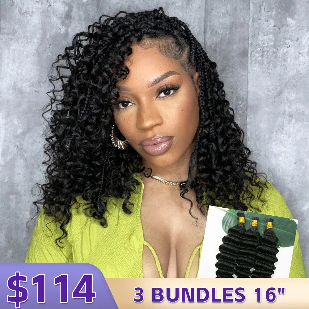 Deep Wave Bulk Hair Extensions for Braiding