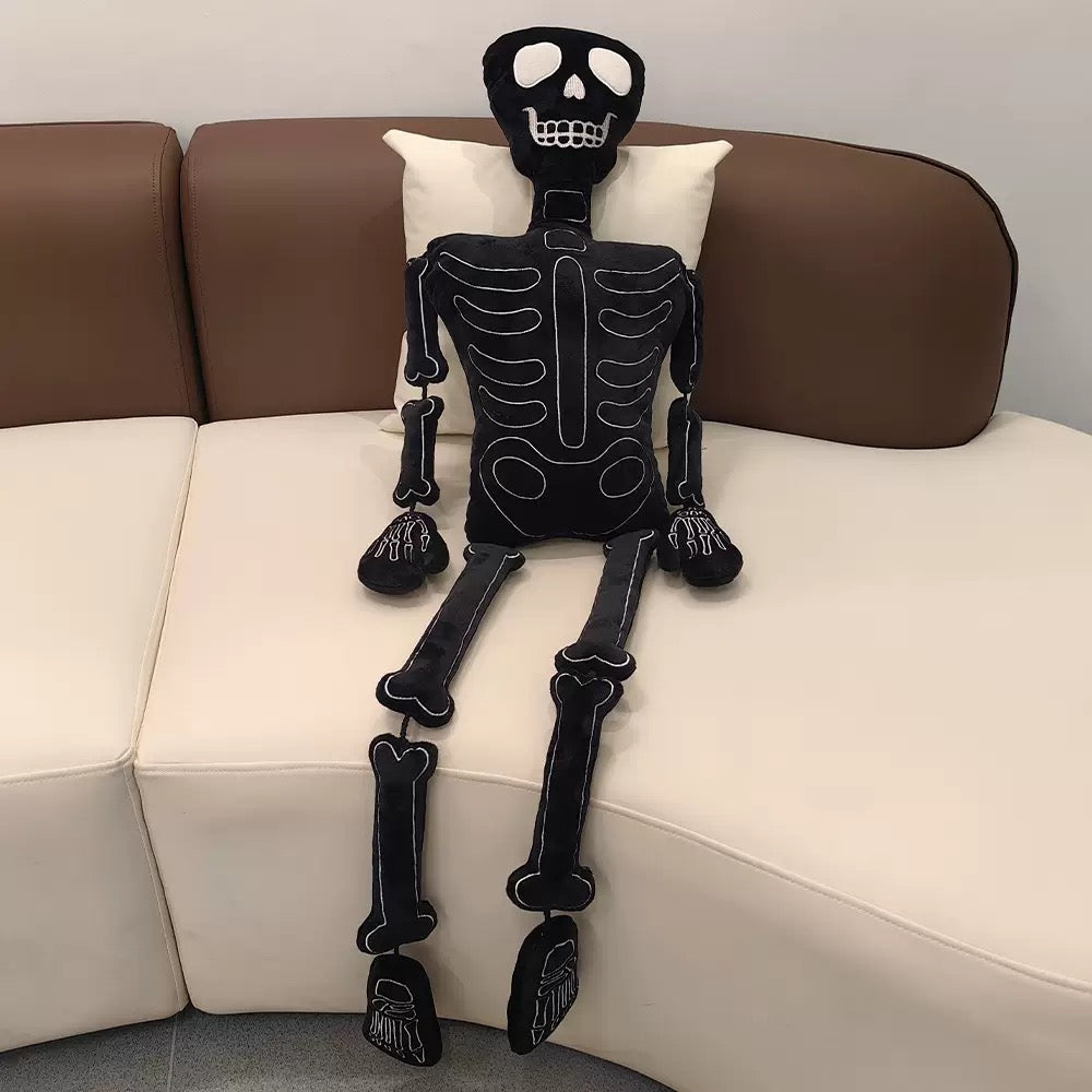 Goth White and Black Skeleton Plush