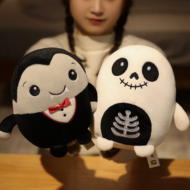 Adorable Halloween Plushies: Kawaii Skeletons, Pumpkin Zombies, Frankenstein, and Vampires!