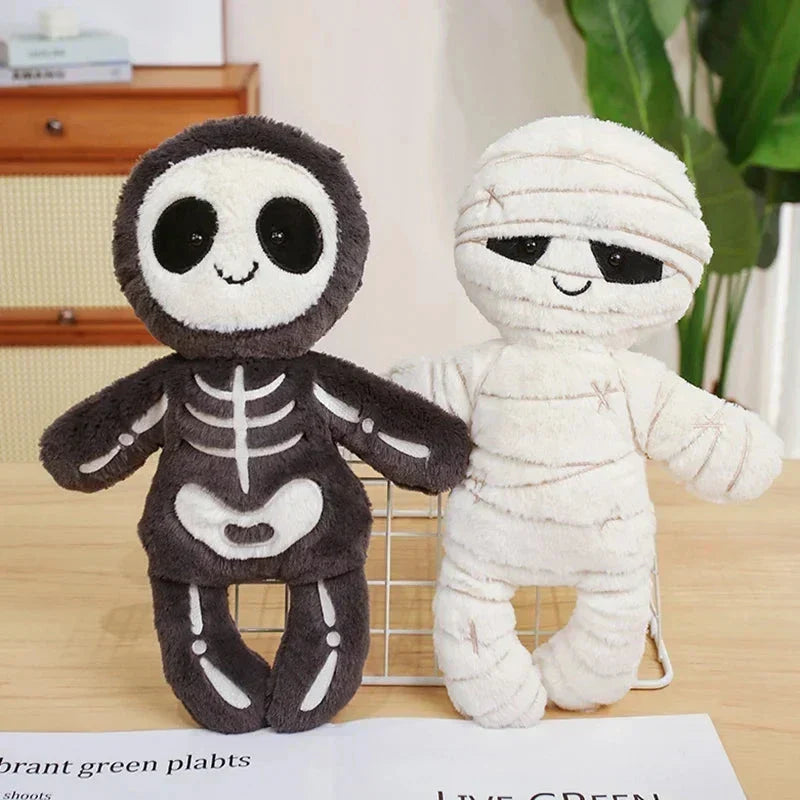 Chilling Skeleton and Mysterious Mummy Halloween Plush Toys