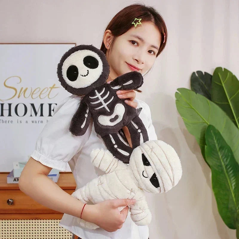Chilling Skeleton and Mysterious Mummy Halloween Plush Toys