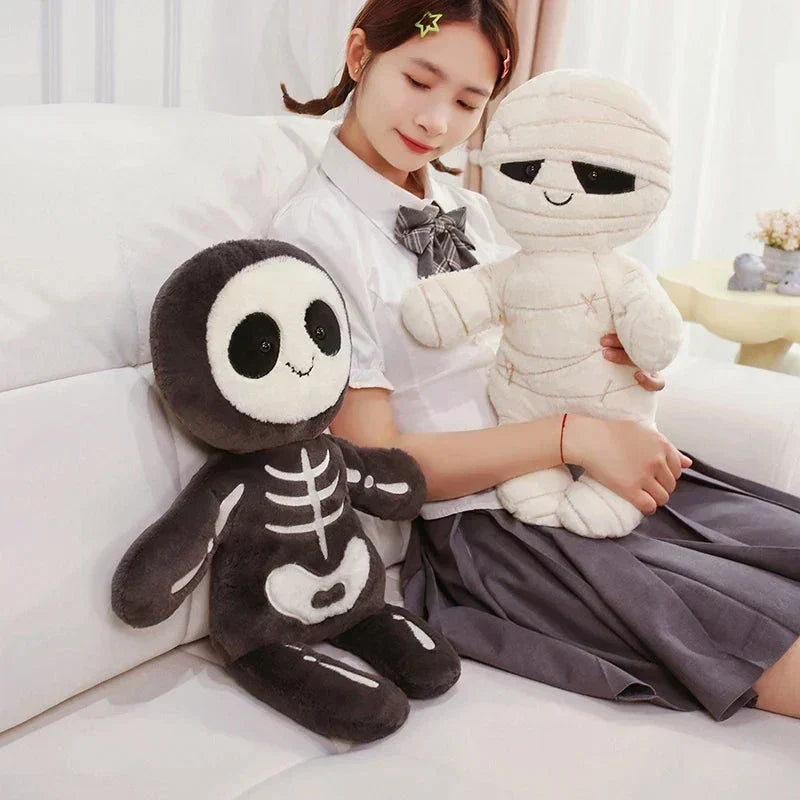 Chilling Skeleton and Mysterious Mummy Halloween Plush Toys